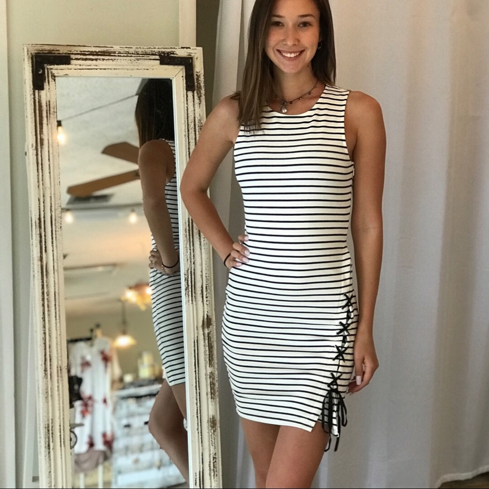 White and black stripe dress